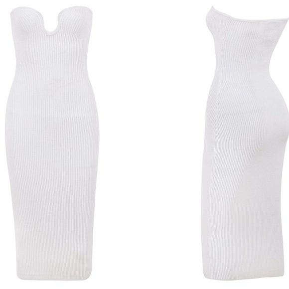 HOUSE OF CB 'Oriana' White Ribbed Knit Strapless Midi Dress NWOT - Picture 5 of 8